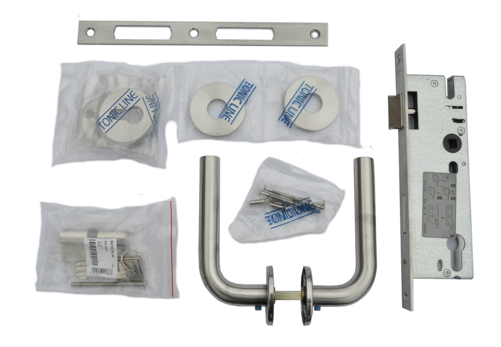 INOX KLINKSTEL MET CILINDERSLOT ovaal